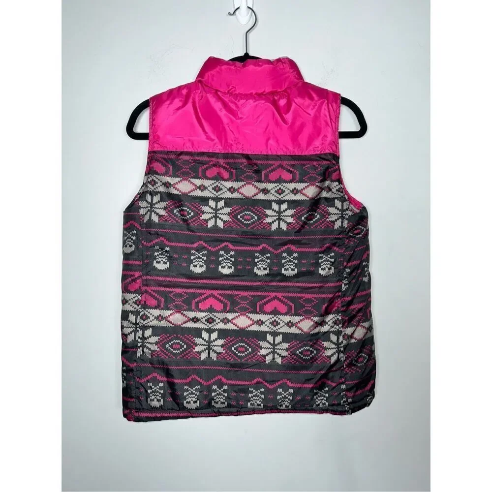 Nike girls reversible pink puffer vest size Large 12-13 years C23-1